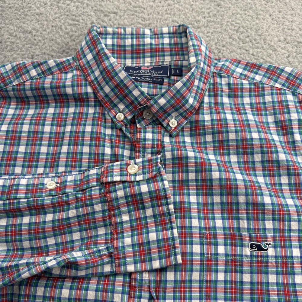 Vineyard Vines Tucker Shirt Mens Large Multicolor Plaid Slim Fit Button Down